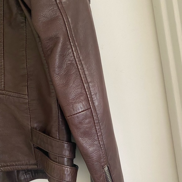 AllSaints Armstead Biker Leather Jacket in Oxblood - Picture 10 of 16